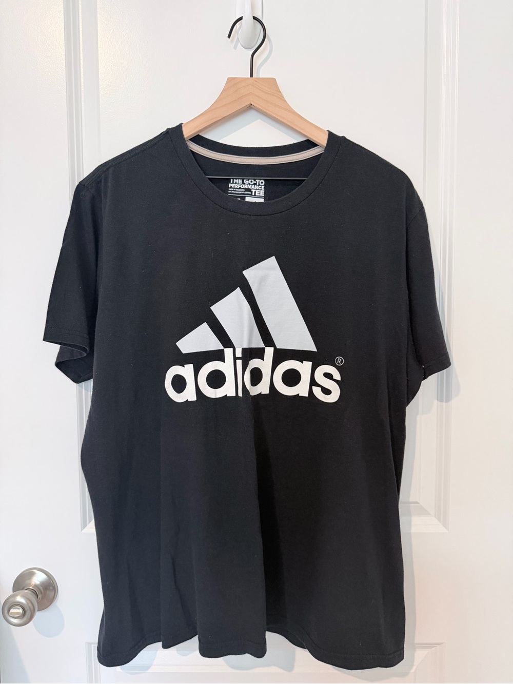 adidas Black Tee with White Trefoil Logo